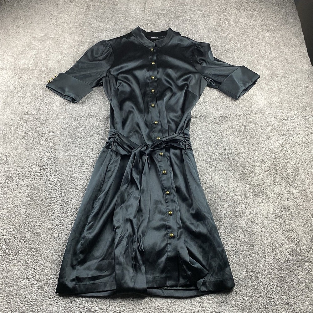 Arden B. Satin Dress Womens Small Short Sleevs‎ Button